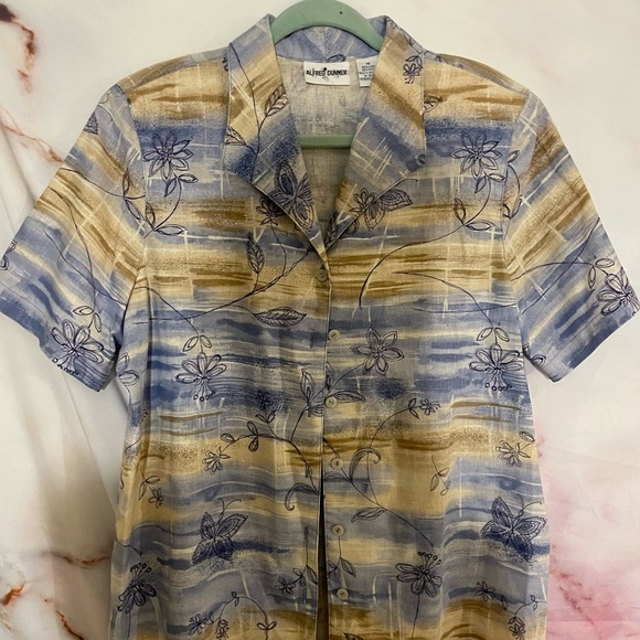 Vintage Linen Blend Button Front Shirt - Picture 1 of 4